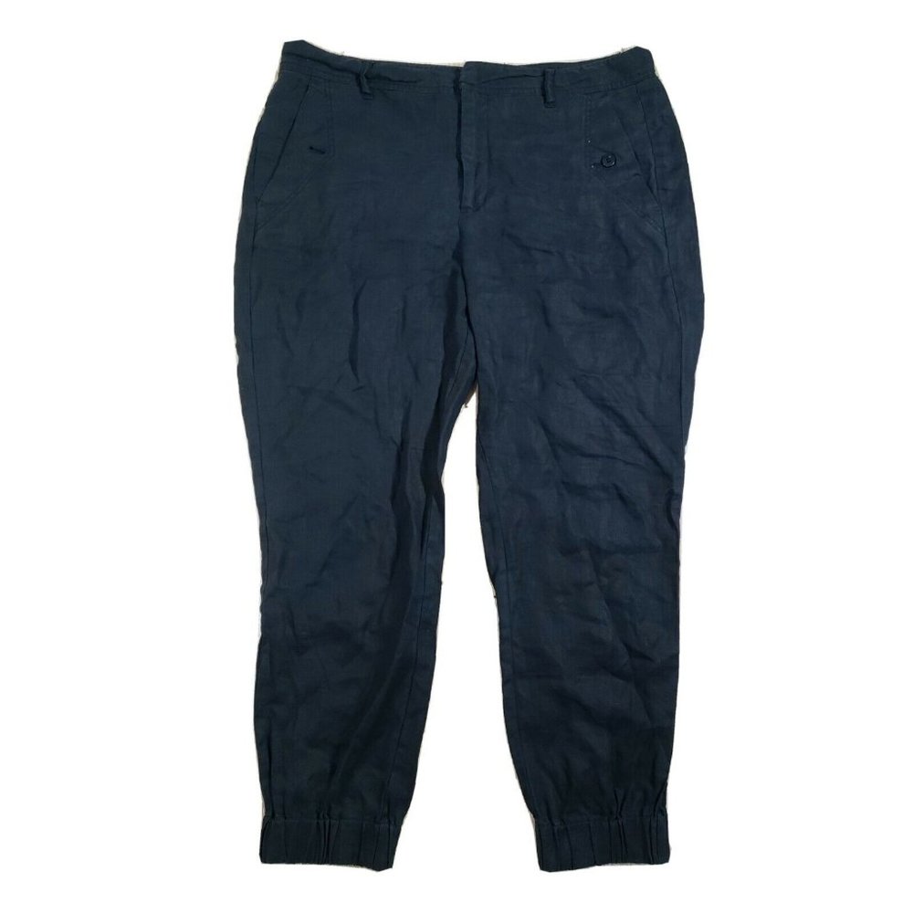 Dokira Black Linen Beach Pants Joggers Women's Size 38 EUR | 12 UK | 8 US Medium